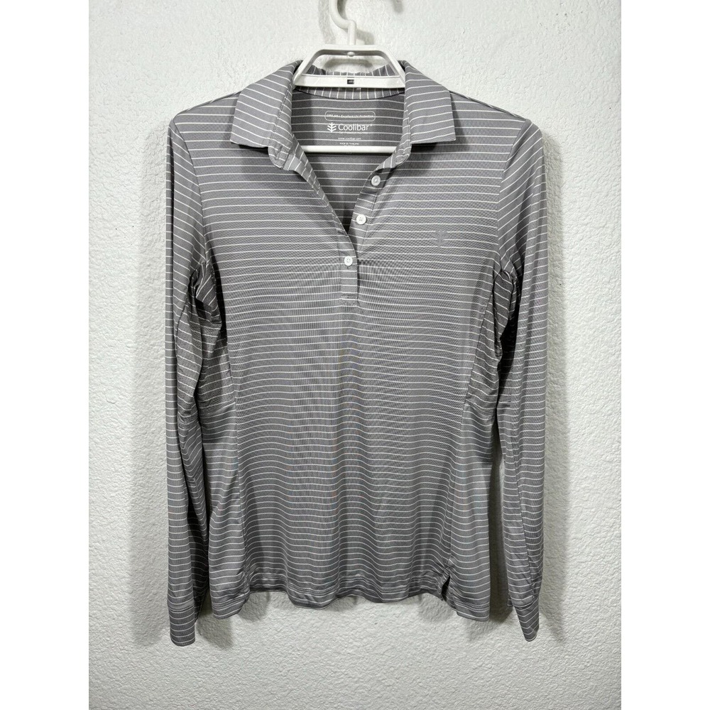 Coolibar Top XS Gray Striped Long Sleeve Underarm Venting UPF 50+‎ UV Protection